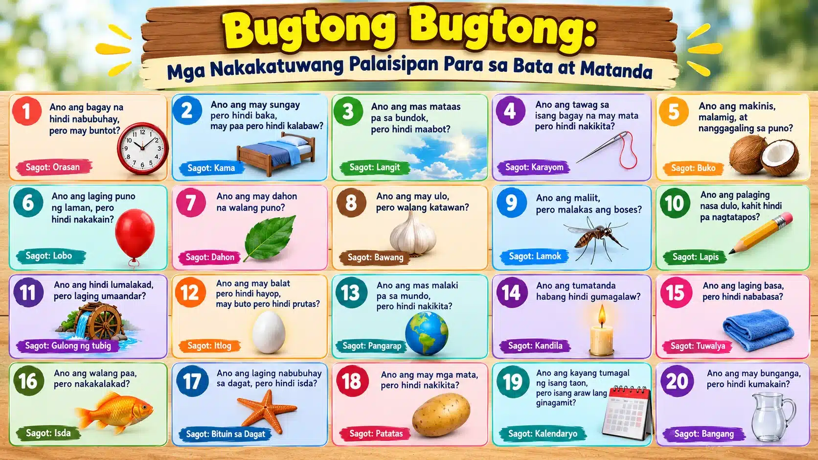 Bugtong Bugtong Mga Nakakatuwang Palaisipan Para sa Bata at Matanda
