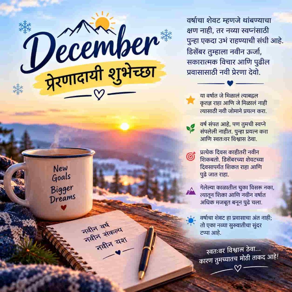 December Motivational Wishes in Marathi